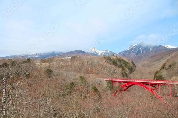 Obraz 赤い橋と青い空