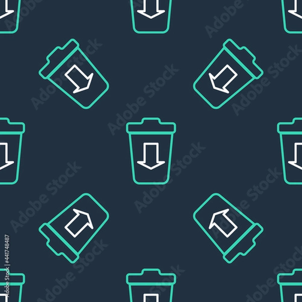 Fototapeta Line Send to the trash icon isolated seamless pattern on black background. Vector