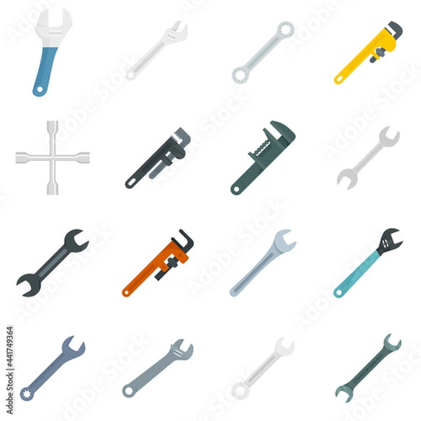 Fototapeta Wrench icons set flat vector isolated