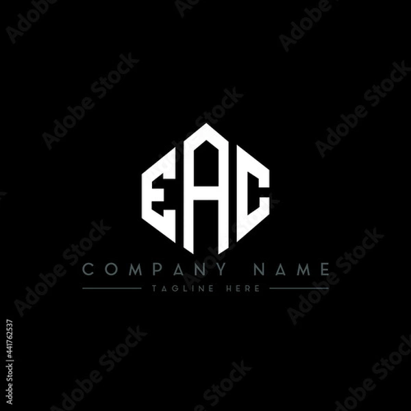 Fototapeta EAC letter logo design with polygon shape. EAC polygon logo monogram. EAC cube logo design. EAC hexagon vector logo template white and black colors. EAC monogram, EAC business and real estate logo. 
