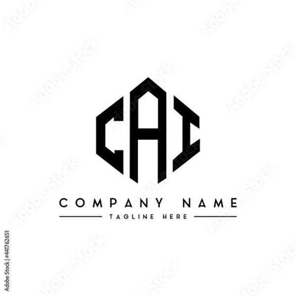 Fototapeta CAI letter logo design with polygon shape. CAI polygon logo monogram. CAI cube logo design. CAI hexagon vector logo template white and black colors. CAI monogram, CAI business and real estate logo. 