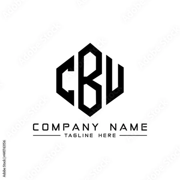 Fototapeta CBU letter logo design with polygon shape. CBU polygon logo monogram. CBU cube logo design. CBU hexagon vector logo template white and black colors. CBU monogram, CBU business and real estate logo. 