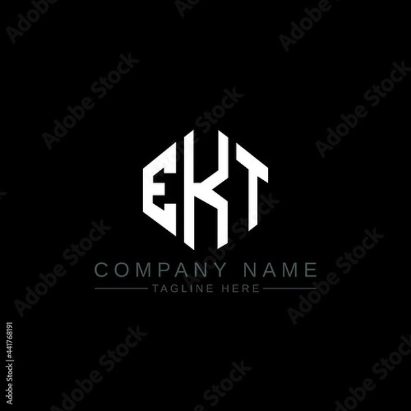 Fototapeta EKT letter logo design with polygon shape. EKT polygon logo monogram. EKT cube logo design. EKT hexagon vector logo template white and black colors. EKT monogram, EKT business and real estate logo. 