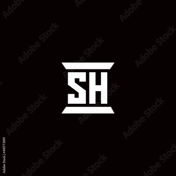 Fototapeta SH Logo monogram with pillar shape designs template