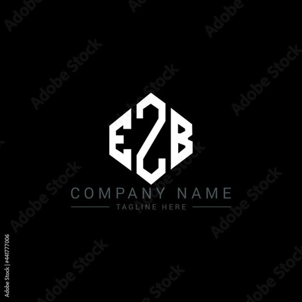 Fototapeta EZB letter logo design with polygon shape. EZB polygon logo monogram. EZB cube logo design. EZB hexagon vector logo template white and black colors. EZB monogram, EZB business and real estate logo. 