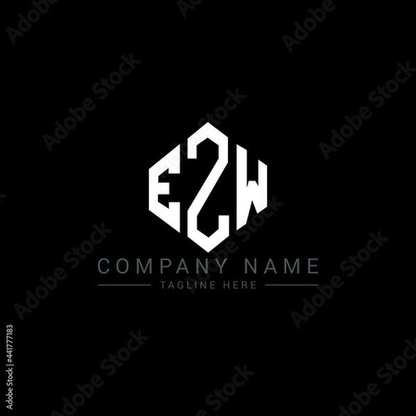 Fototapeta EZW letter logo design with polygon shape. EZW polygon logo monogram. EZW cube logo design. EZW hexagon vector logo template white and black colors. EZW monogram, EZW business and real estate logo. 
