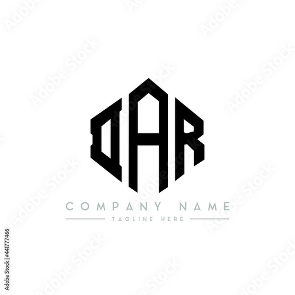 Fototapeta DAR letter logo design with polygon shape. DAR polygon logo monogram. DAR cube logo design. DAR hexagon vector logo template white and black colors. DAR monogram, DAR business and real estate logo. 