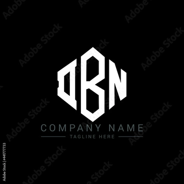 Fototapeta DBN letter logo design with polygon shape. DBN polygon logo monogram. DBN cube logo design. DBN hexagon vector logo template white and black colors. DBN monogram, DBN business and real estate logo. 