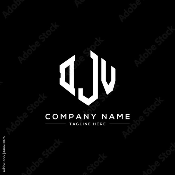 Obraz DJV letter logo design with polygon shape. DJV polygon logo monogram. DJV cube logo design. DJV hexagon vector logo template white and black colors. DJV monogram, DJV business and real estate logo. 