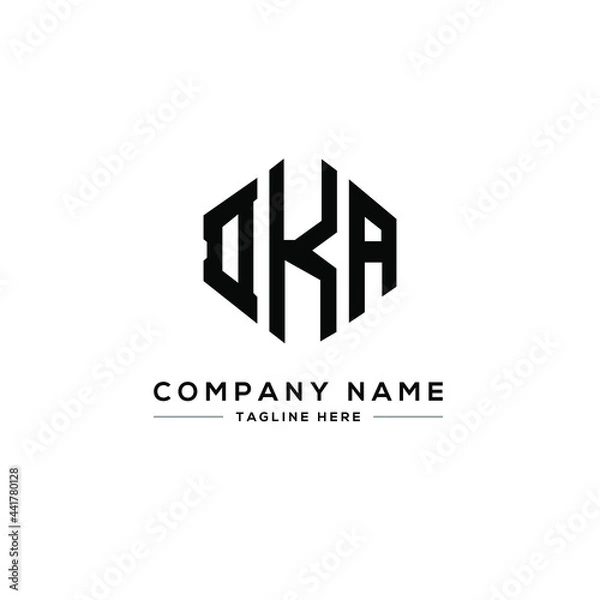 Fototapeta DKA letter logo design with polygon shape. DKA polygon logo monogram. DKA cube logo design. DKA hexagon vector logo template white and black colors. DKA monogram, DKA business and real estate logo. 