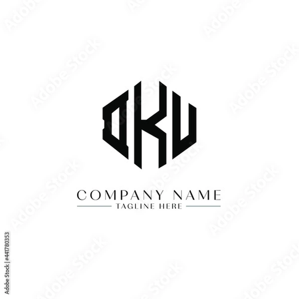 Fototapeta DKU letter logo design with polygon shape. DKU polygon logo monogram. DKU cube logo design. DKU hexagon vector logo template white and black colors. DKU monogram, DKU business and real estate logo. 