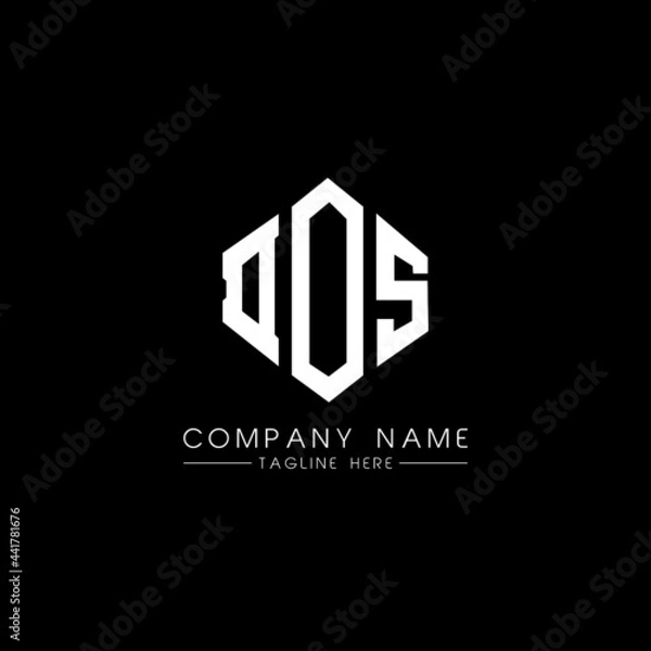 Fototapeta DOS letter logo design with polygon shape. DOS polygon logo monogram. DOS cube logo design. DOS hexagon vector logo template white and black colors. DOS monogram, DOS business and real estate logo. 