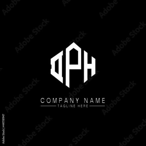 Fototapeta DPH letter logo design with polygon shape. DPH polygon logo monogram. DPH cube logo design. DPH hexagon vector logo template white and black colors. DPH monogram, DPH business and real estate logo. 