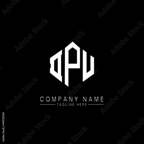 Fototapeta DPU letter logo design with polygon shape. DPU polygon logo monogram. DPU cube logo design. DPU hexagon vector logo template white and black colors. DPU monogram, DPU business and real estate logo. 