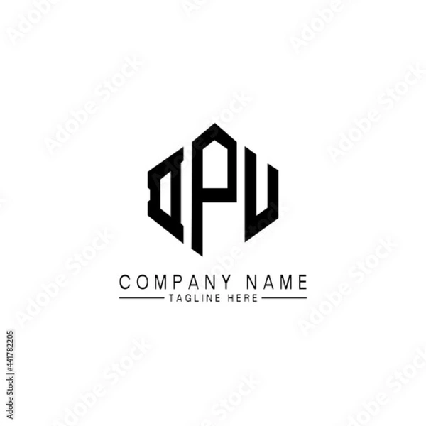 Fototapeta DPU letter logo design with polygon shape. DPU polygon logo monogram. DPU cube logo design. DPU hexagon vector logo template white and black colors. DPU monogram, DPU business and real estate logo. 