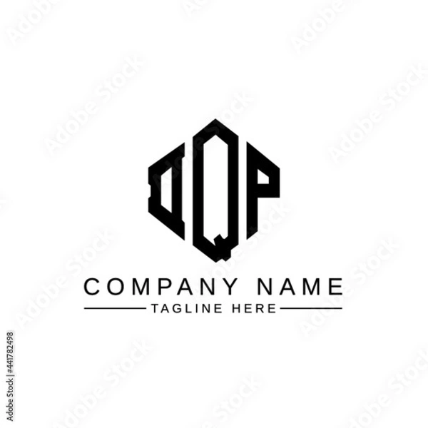 Fototapeta DQP letter logo design with polygon shape. DQP polygon logo monogram. DQP cube logo design. DQP hexagon vector logo template white and black colors. DQP monogram, DQP business and real estate logo. 