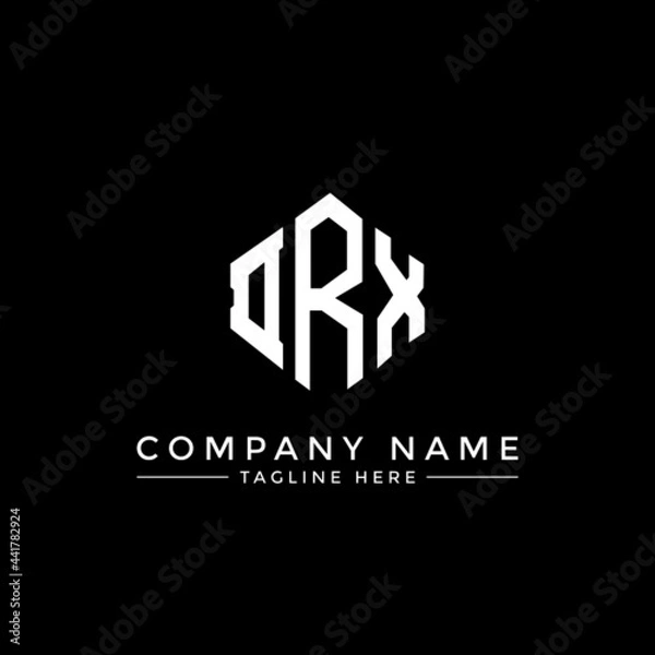 Obraz DRX letter logo design with polygon shape. DRX polygon logo monogram. DRX cube logo design. DRX hexagon vector logo template white and black colors. DRX monogram, DRX business and real estate logo. 