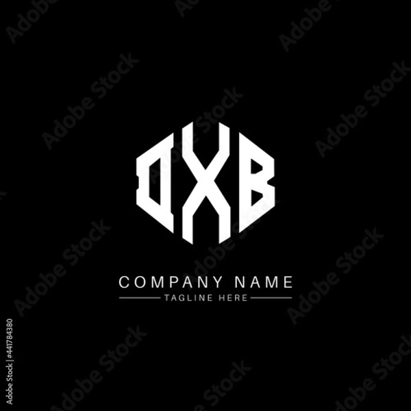 Obraz DXB letter logo design with polygon shape. DXB polygon logo monogram. DXB cube logo design. DXB hexagon vector logo template white and black colors. DXB monogram, DXB business and real estate logo. 