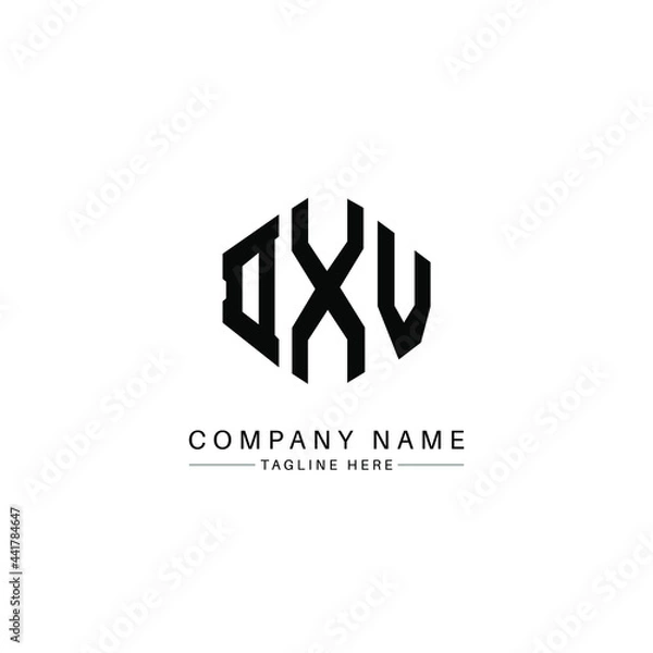 Obraz DXV letter logo design with polygon shape. DXV polygon logo monogram. DXV cube logo design. DXV hexagon vector logo template white and black colors. DXV monogram, DXV business and real estate logo. 