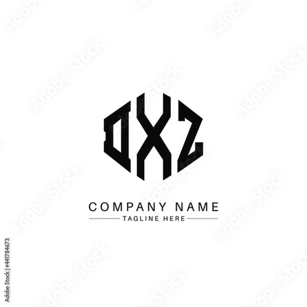 Obraz DXZ letter logo design with polygon shape. DXZ polygon logo monogram. DXZ cube logo design. DXZ hexagon vector logo template white and black colors. DXZ monogram, DXZ business and real estate logo. 