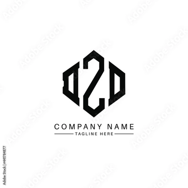 Fototapeta DZD letter logo design with polygon shape. DZD polygon logo monogram. DZD cube logo design. DZD hexagon vector logo template white and black colors. DZD monogram, DZD business and real estate logo. 
