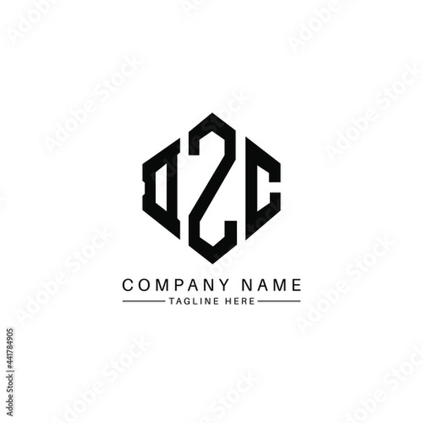 Fototapeta DZC letter logo design with polygon shape. DZC polygon logo monogram. DZC cube logo design. DZC hexagon vector logo template white and black colors. DZC monogram, DZC business and real estate logo. 
