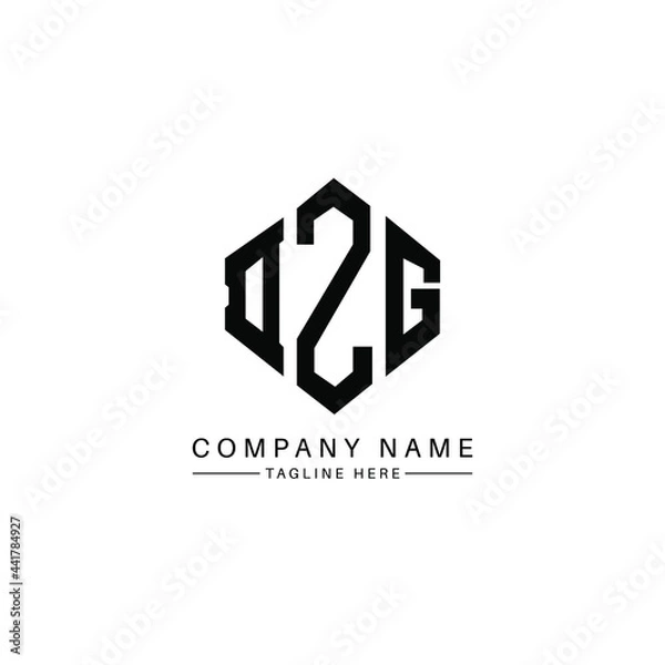 Fototapeta DZG letter logo design with polygon shape. DZG polygon logo monogram. DZG cube logo design. DZG hexagon vector logo template white and black colors. DZG monogram, DZG business and real estate logo. 