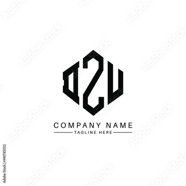 Fototapeta DZU letter logo design with polygon shape. DZU polygon logo monogram. DZU cube logo design. DZU hexagon vector logo template white and black colors. DZU monogram, DZU business and real estate logo. 