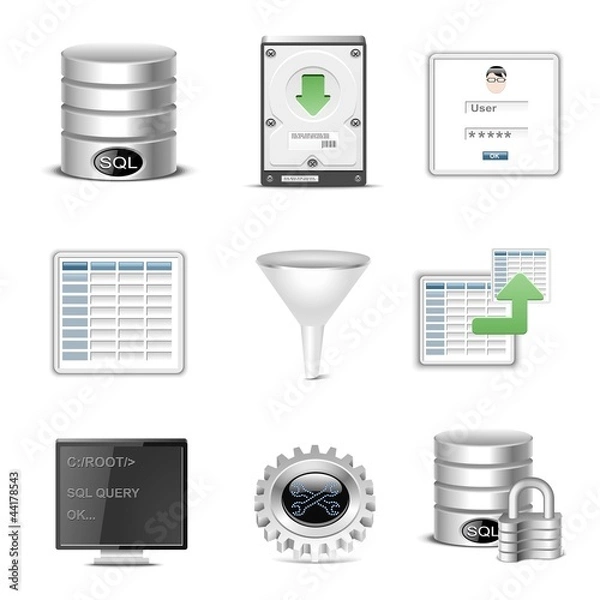 Obraz database vector icon set