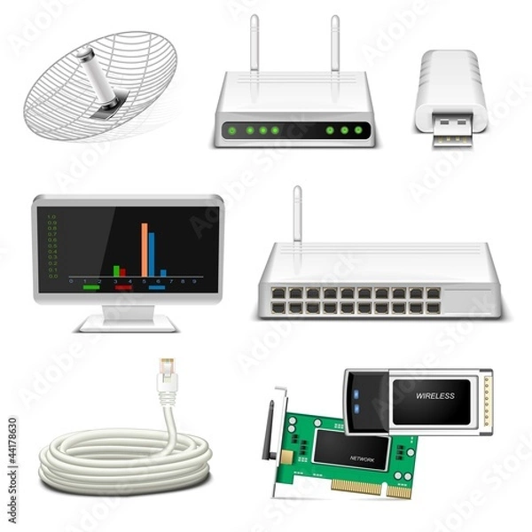 Fototapeta network hardware icon set