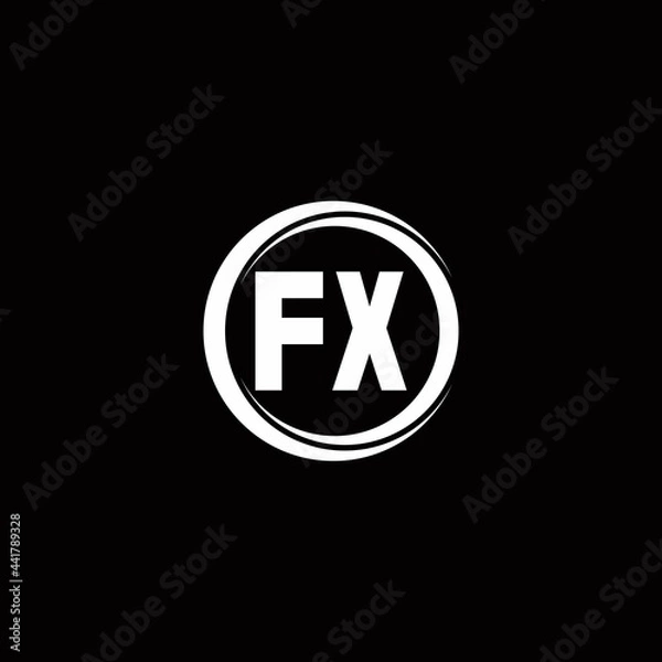Fototapeta FX logo initial letter monogram with circle slice rounded design template