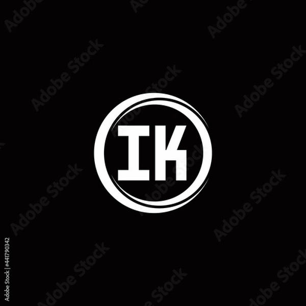 Fototapeta IK logo initial letter monogram with circle slice rounded design template