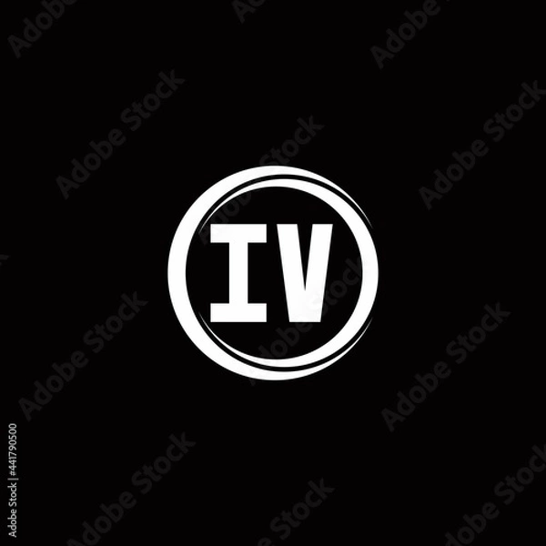 Fototapeta IV logo initial letter monogram with circle slice rounded design template