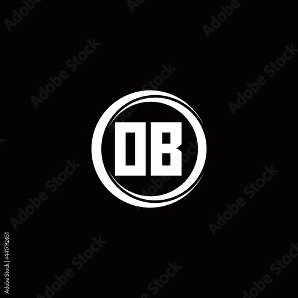Fototapeta OB logo initial letter monogram with circle slice rounded design template