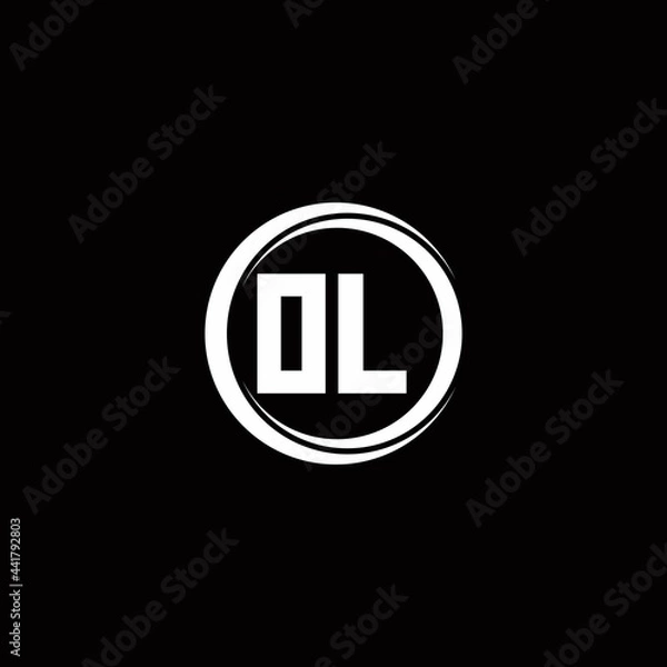 Fototapeta OL logo initial letter monogram with circle slice rounded design template