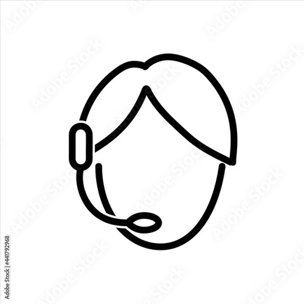 Fototapeta Call center administrator icon. Care about customers concept. Vector EPS10 line stroke
