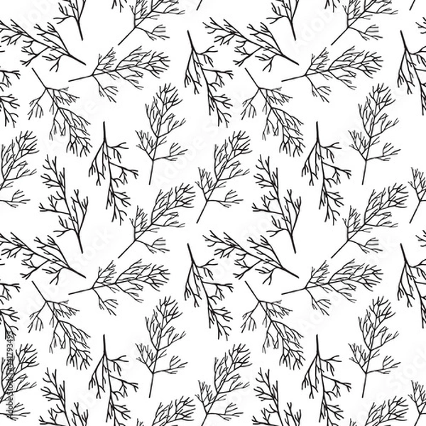 Fototapeta Seamless pattern. Vector illustration with dill branch.