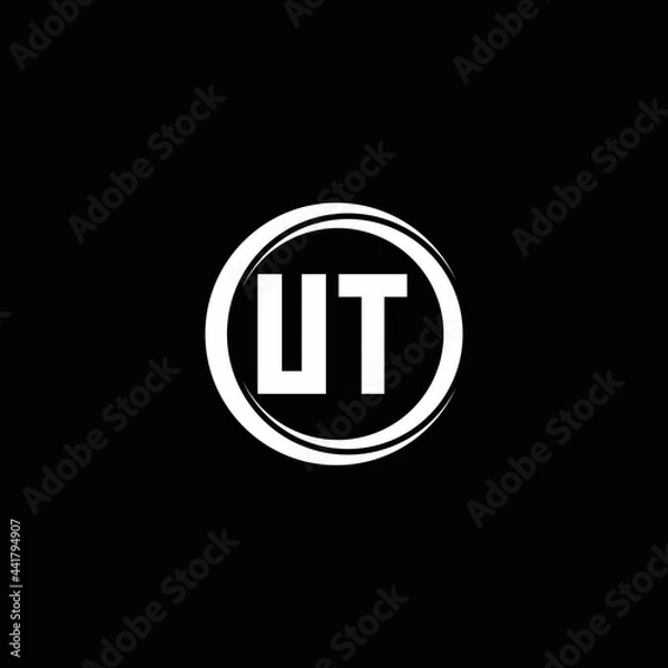 Fototapeta UT logo initial letter monogram with circle slice rounded design template