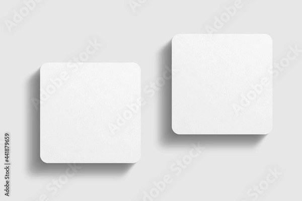 Fototapeta Realistic blank square business card illustration for mockup. 3D rendering.