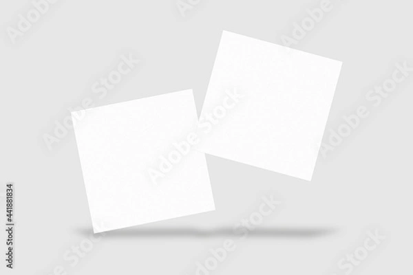 Fototapeta Realistic blank square business card illustration for mockup. 3D rendering.