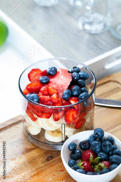 Obraz made from different types of berry smoothies