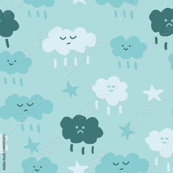 Obraz clouds seamless pattern. hand drawn doodle. cute baby print for textiles nurseri room, wrapping paper, wallpaper.