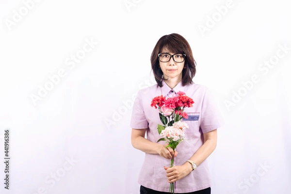 Obraz 花を持つ女性