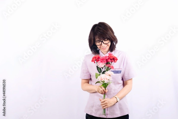 Obraz 花を持つ女性