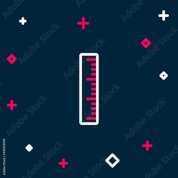 Fototapeta Line Ruler icon isolated on blue background. Straightedge symbol. Colorful outline concept. Vector