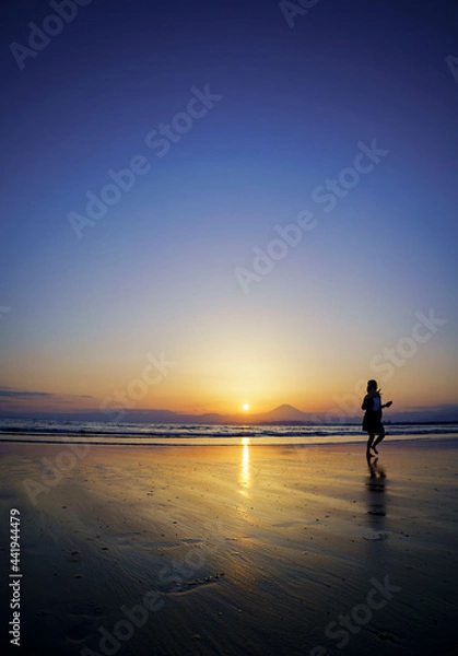 Fototapeta 湘南のサンセットと富士山