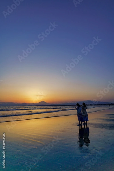 Fototapeta 湘南のサンセットと富士山