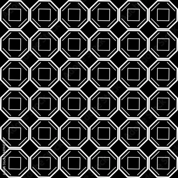 Obraz seamless pattern white hexagon and rectangle isolated on black background