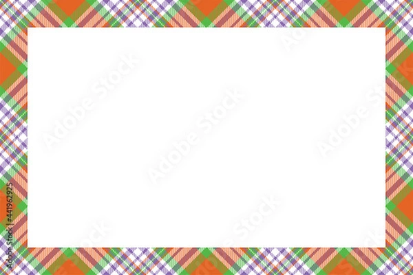 Fototapeta Vintage frame vector. Scottish border pattern retro style. Tartan plaid ornament.