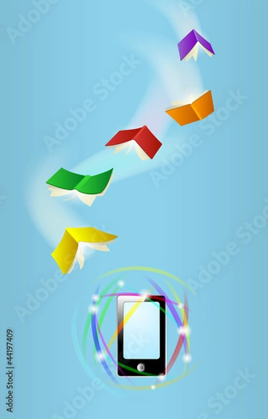 Obraz Books fly toward phone